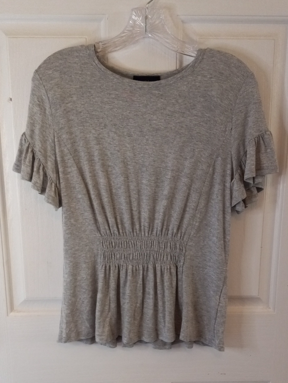 Mustard Seed heather gray rouched waist shirt NWT size M neutral coquette